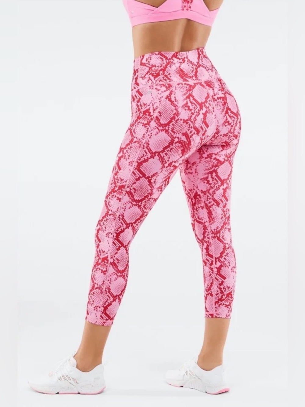Fabletics Women’s Pink and Red Snake-Print High-Waist Leggings, Size L - Picture 2 of 8